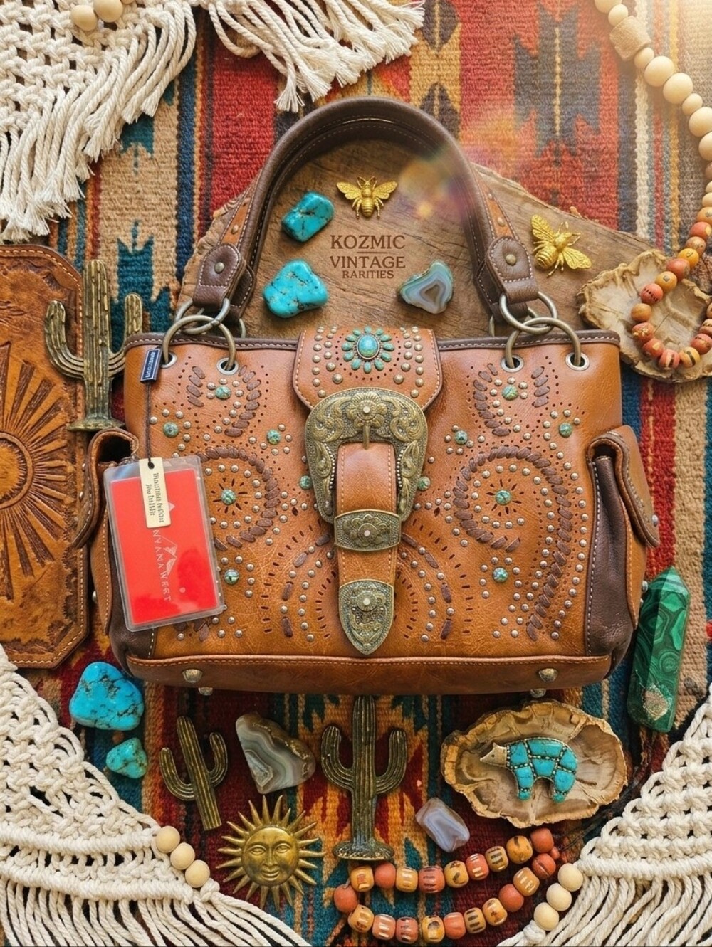 NWT Montana West Western CCW Concealed Carry Purse Turquoise Studded Tote Bag